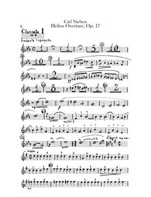 Partition clarinette 1, 2 (en A), Helios Overture, Op.17, Nielsen, Carl