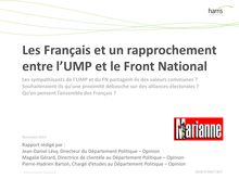 Sondage Harris Interactive - Les Français et le rapprochement entre l’UMP et le Front National 