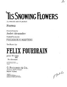 Partition complète, Il neige des fleurs, G major, Fourdrain, Félix