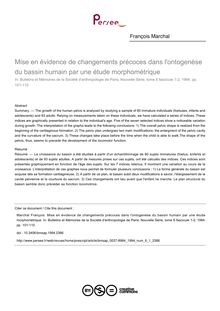Mise en évidence de changements précoces dans l ontogenèse du bassin humain par une étude morphométrique - article ; n°1 ; vol.6, pg 101-110