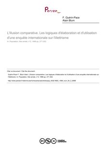 L illusion comparative. Les logiques d élaboration et d utilisation d une enquête internationale sur l illettrisme - article ; n°2 ; vol.54, pg 271-302