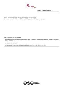 Les inventaires du gymnase de Délos - article ; n°1 ; vol.121, pg 125-152