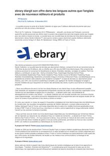 ebrary élargit son offre dans les langues autres que l anglais avec de nouveaux éditeurs et produits