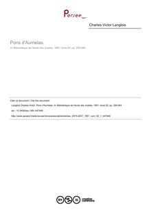 Pons d Aumelas. - article ; n°1 ; vol.52, pg 259-264
