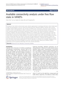 Available connectivity analysis under free flow state in VANETs