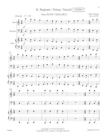 Partition , Neptune (October),  pour hautbois, Piano, et Percussion