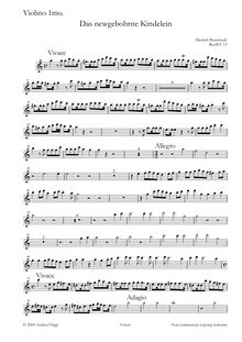 Partition violon 1, Das newgebohrne Kindelein cantata pour chœur et/ou soli SATB, cordes et continuo, BuxWV 13