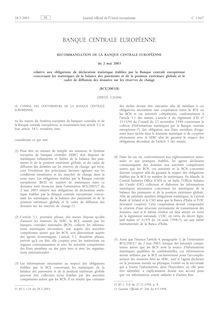 RECOMMANDATION DE LA BANQUE CENTRALE EUROPÉENNE du 2 mai 2003 relative  aux obligations de déclaration