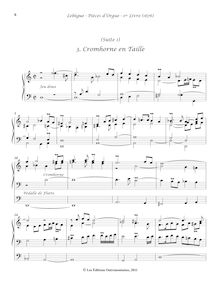 Partition , Cromhorne en Taille, Livre d orgue No.1, Premier Livre d Orgue par Nicolas Lebègue