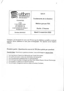 Fondements de la gestion 2002 Université de Technologie de Belfort Montbéliard
