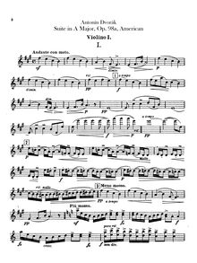 Partition violons I, American, A major, Dvořák, Antonín