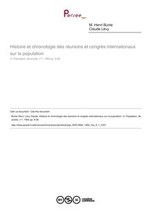 Histoire et chronologie des réunions et congrès internationaux sur la population - article ; n°1 ; vol.9, pg 9-36
