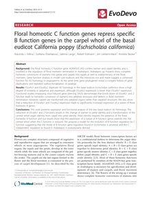 Floral homeotic C function genes repress specific B function genes in the carpel whorl of the basal eudicot California poppy (Eschscholzia californica)