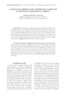 Catálogo florístico del término de Ladruñán (Castellote, Maestrazgo, Teruel) [Floristic Checklist of Ladruñán (Castellote, Teruel, E Spain)]