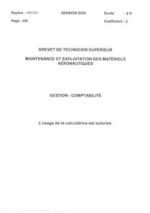 Gestion - comptabilité 2005 BTS Maintenance matériels aéronautiques