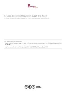 L. Loss, Securities Régulation, suppl. à la 2e éd. - note biblio ; n°3 ; vol.21, pg 666-667