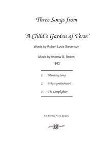 Partition complète, 3 chansons from A Child s Garden of Verse, G major
