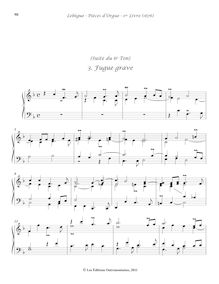 Partition , Fugue grave, Livre d orgue No.1, Premier Livre d Orgue
