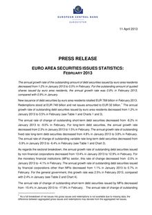 European Central Bank : Euro area securities issues statistics - February 2013