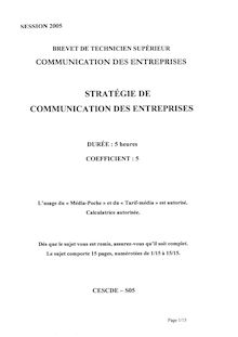 Stratégie de communication des entreprises 2005 BTS Communication des entreprises