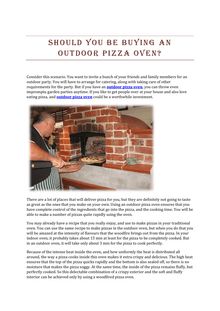 Should you be Buying an Outdoor Pizza Oven