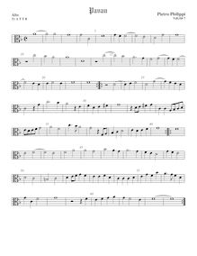 Partition ténor viole de gambe 1, alto clef, pavanes et Galliards pour 5 violes de gambe par Peter Philips