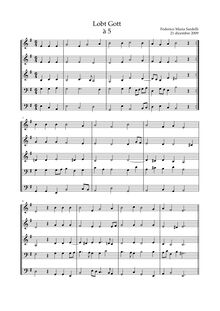 Partition complète, Corale a 5, Lobt Gott, E minor, Sardelli, Federico Maria