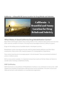 California - A Beautiful & Sunny Location for Drug Rehab and Sobriety