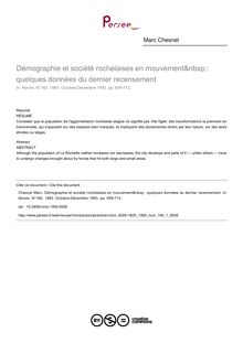 Démographie et société rochelaises en mouvement : quelques données du dernier recensement - article ; n°1 ; vol.160, pg 699-712