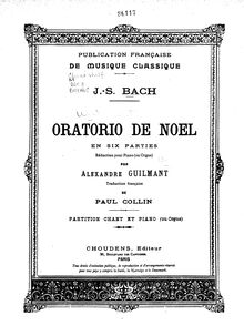 Partition complète, Weihnachtsoratorium, Christmas Oratorio, Bach, Johann Sebastian par Johann Sebastian Bach