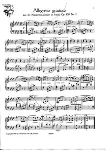 Partition de piano, clarinette Sonata No.1, Op.120/1, F minor