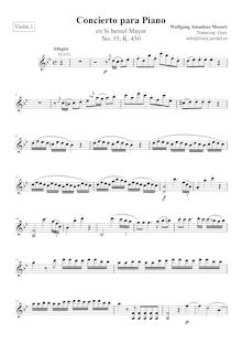 Partition violons I, Piano Concerto No.15, B♭ major, Mozart, Wolfgang Amadeus