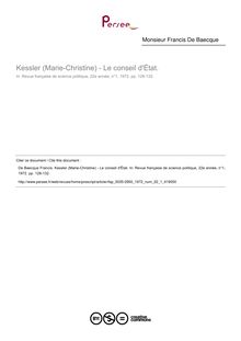 Kessler (Marie-Christine) - Le conseil d État.  ; n°1 ; vol.22, pg 128-132