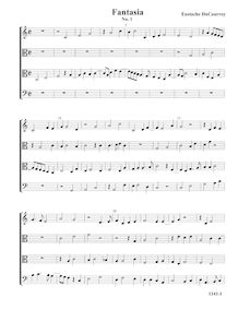 Partition Fantasia No. 1 - partition complète (Tr T T B), fantaisies pour 4 violes de gambe