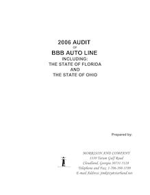 2006 Audit of BBB Auto Line, Including The State of Florida and The  State of Ohio