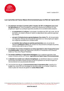 Les 5 priorités de France Nature Environnement pour la PAC de l ...