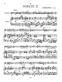 Partition Sonata No.2 en C major, 2 violoncelle sonates, Cervetto, Giacobbe Basevi