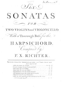 Partition violon 2, 6 Trio sonates, Six sonatas for two violins and violoncello, with a thorough bass for the harpsichord