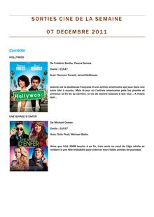 Sorties cinéma de la semaine du 07 décembre 2011