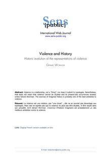 Violence and History Historic evolution of the representations of violence