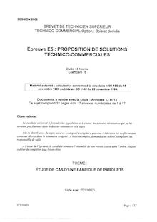 Proposition de solutions technico - commerciales 2006 Bois et dérivés BTS Technico-commercial