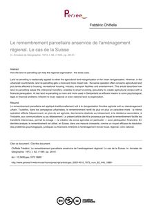 Le remembrement parcellaire anservice de l aménagement régional. Le cas de la Suisse - article ; n°449 ; vol.82, pg 28-41