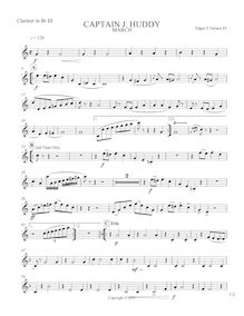 Partition clarinette 3, Captain J. Huddy March, B♭ major, Girtain IV, Edgar