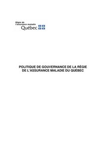 Politique de gouvernance de la Régie de l assurance maladie du Québec