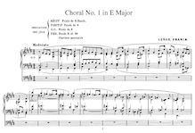 Partition choral No.1 en E major, Three Chorals pour orgue, Franck, César