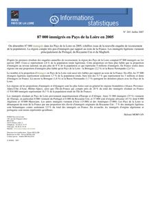 87 000 immigrés en Pays de la Loire en 2005 