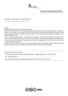 Styles, apories et impostures - article ; n°118 ; vol.29, pg 8-30