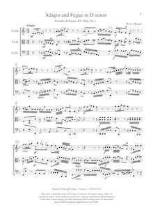 Partition complète, préludes et Fugues, K.404a, Mozart, Wolfgang Amadeus