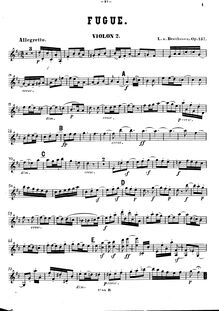 Partition violon 2, Fugue pour corde quintette, D major, Beethoven, Ludwig van par Ludwig van Beethoven