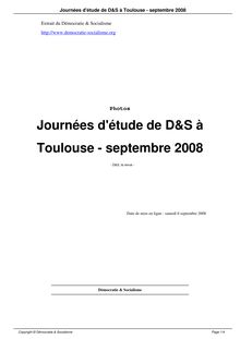 Journées d étude de D&S à Toulouse - septembre 2008